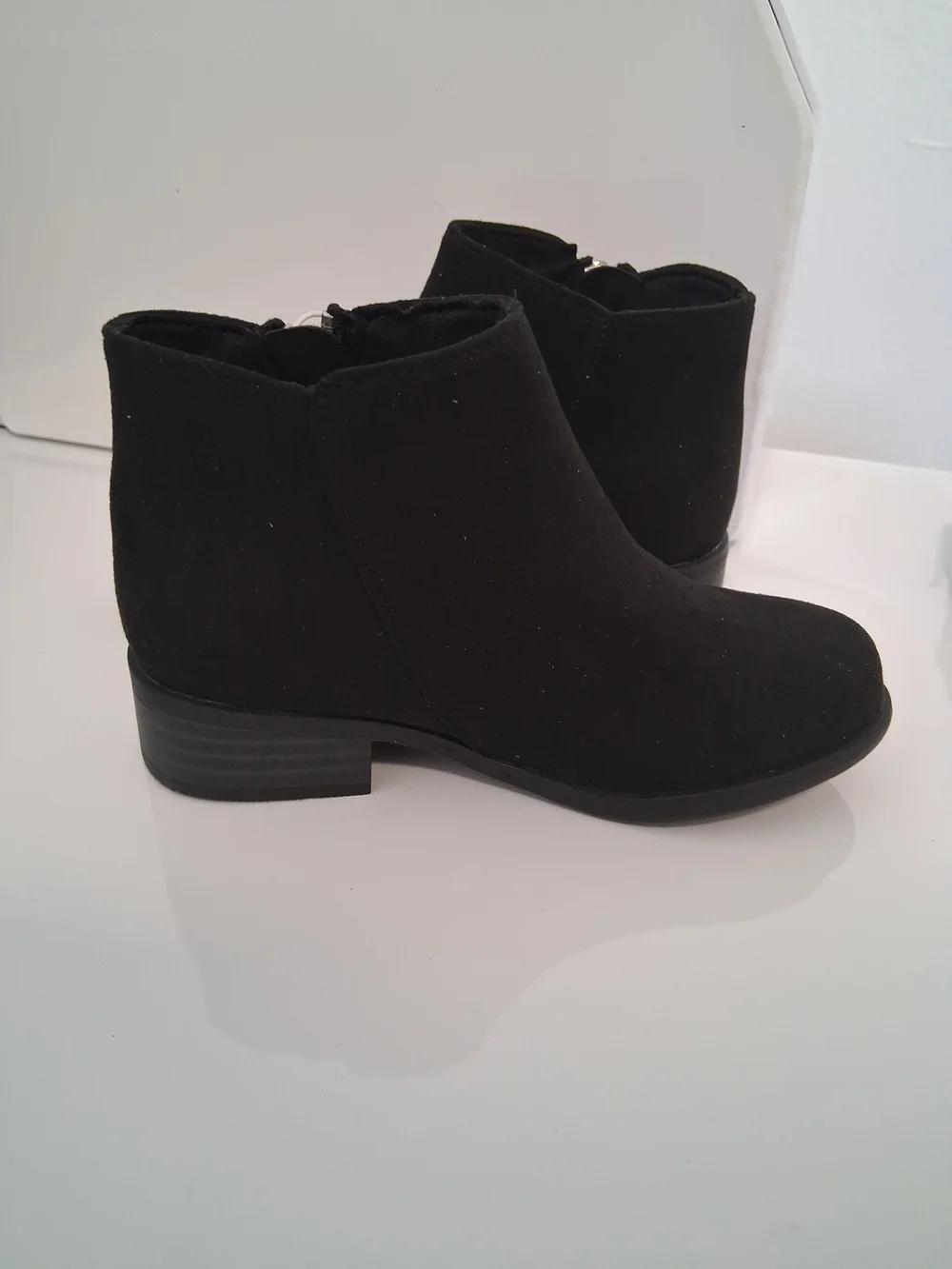 jumping beans Black Suede-Look Ankle Booties with Side Zip Size 8